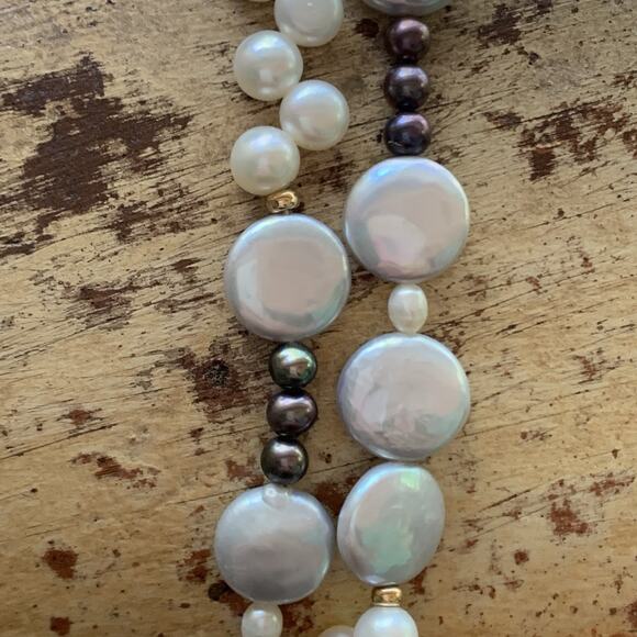 Zoe B. 14K Yellow Gold and Multi Pearl Double Strand Necklace - Picture 4 of 10